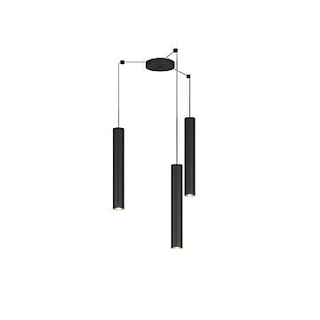 Lampadario Industrial-Minimal Xeana Metallo Nero 3 Luci Gu10