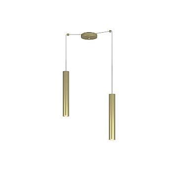 Lampadario Industrial-Minimal Xeana Metallo Ottone 2 Luci Gu10