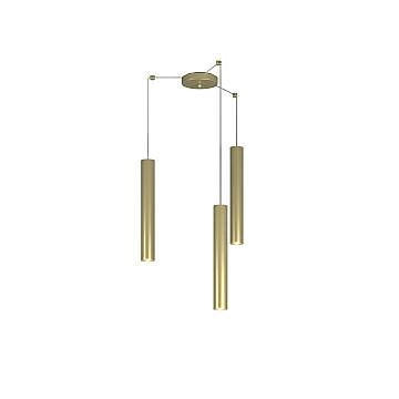 Lampadario Industrial-Minimal Xeana Metallo Ottone 3 Luci Gu10