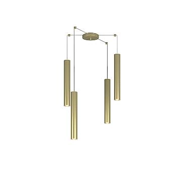 Lampadario Industrial-Minimal Xeana Metallo Ottone 4 Luci Gu10