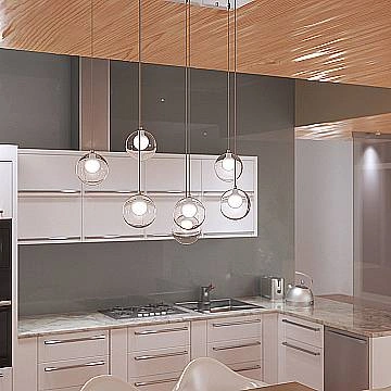 Lampadario Contemporaneo Inside Metallo Cromo Vetro Bianco 7 Luci G9