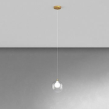 Lampadario Contemporaneo Inside Metallo Ottone Vetro Bianco 1 Luce G9