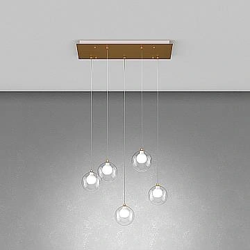 Lampadario Contemporaneo Inside Metallo Ottone Vetro Bianco 5 Luci G9