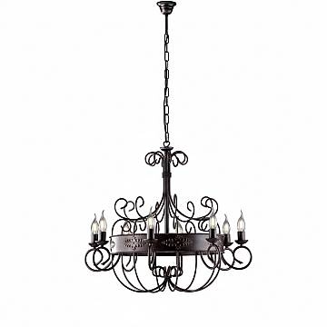 Lampadario Rustico Baltimora Metallo Nero Ruggine - Corten 8 Luci E14