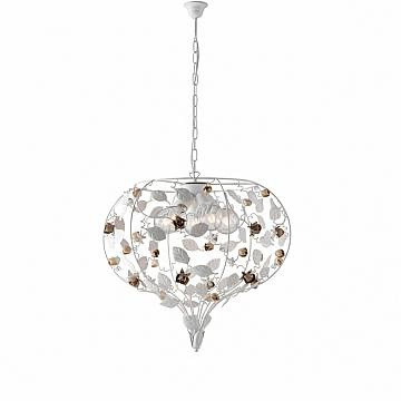 Lampadario Shabby Chic Bella Metallo Bianco 5 Luci E27