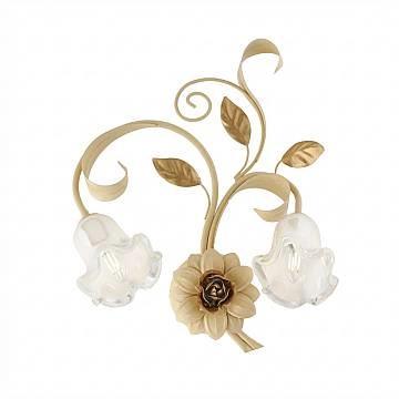 Applique Arte Povera Cesto Metallo Avorio E Oro 2 Luci E14