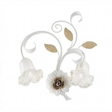 Applique Arte Povera Cesto Metallo Bianco E Oro 2 Luci E14