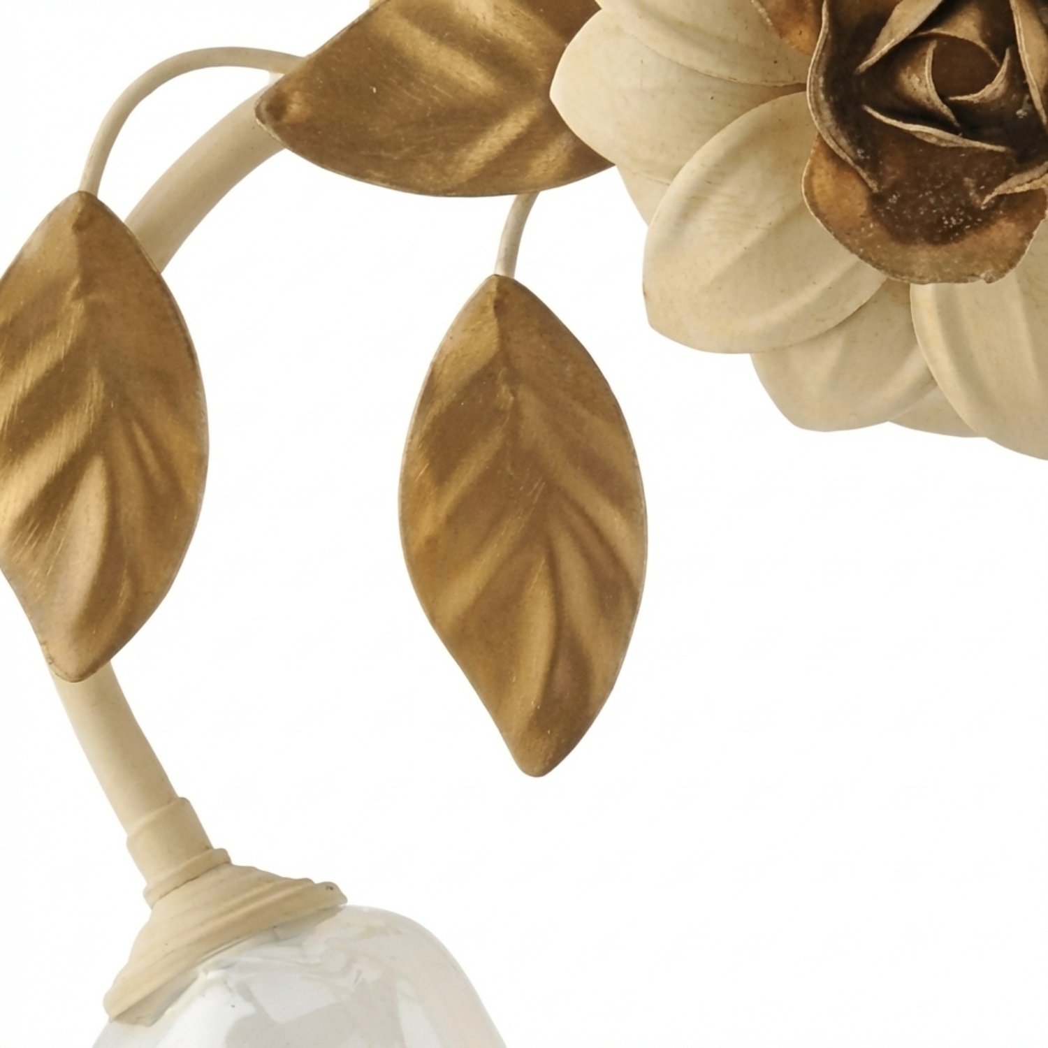 Plafoniera Arte Povera Cesto Metallo Avorio E Oro 2 Luci E14 BL274-PL2-AV