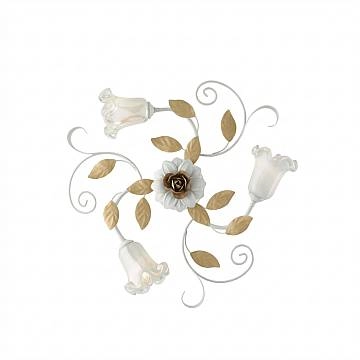 Plafoniera Arte Povera Cesto Metallo Bianco E Oro 3 Luci E14