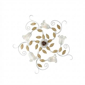 Plafoniera Arte Povera Cesto Metallo Bianco E Oro 5 Luci E14