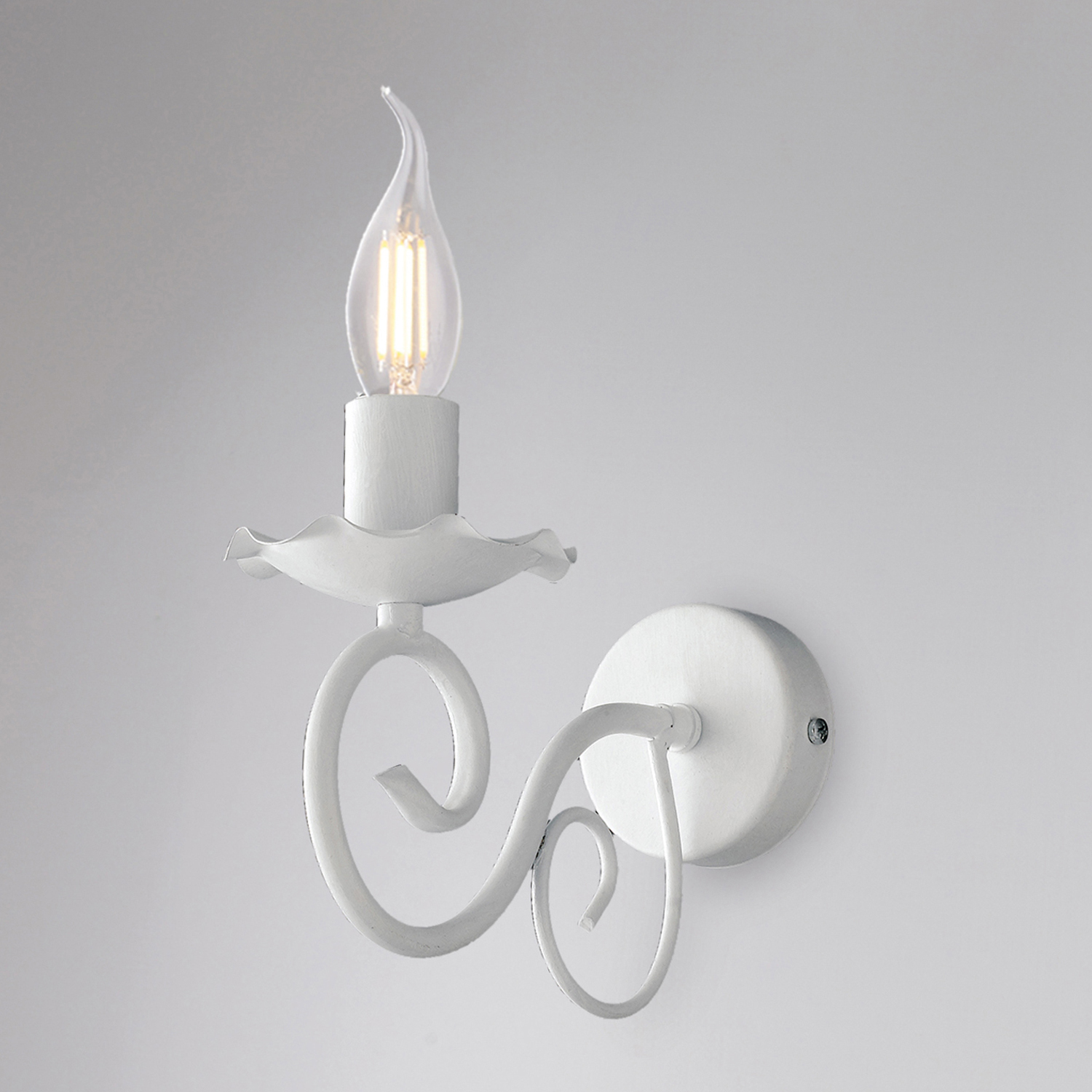 Applique Provenzale Alma 1 Luce Ferro Battuto Bianco Shabby BL130-AP1-BCO