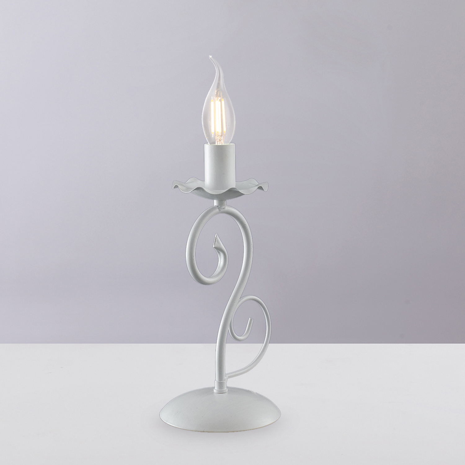 Lumetto Provenzale Alma 1 Luce Ferro Battuto Bianco Shabby BL130-LT-BCO