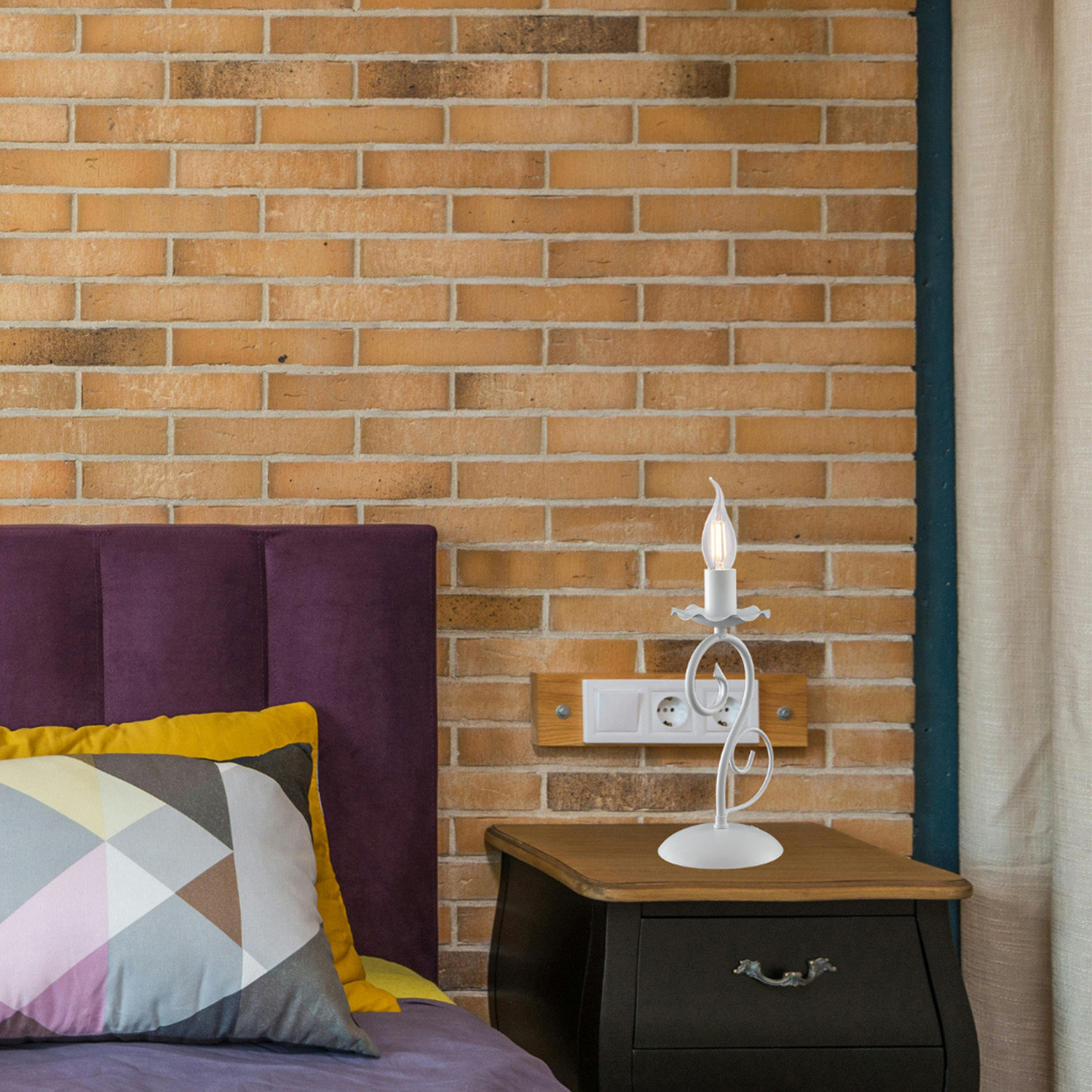 Lumetto Provenzale Alma 1 Luce Ferro Battuto Bianco Shabby BL130-LT-BCO