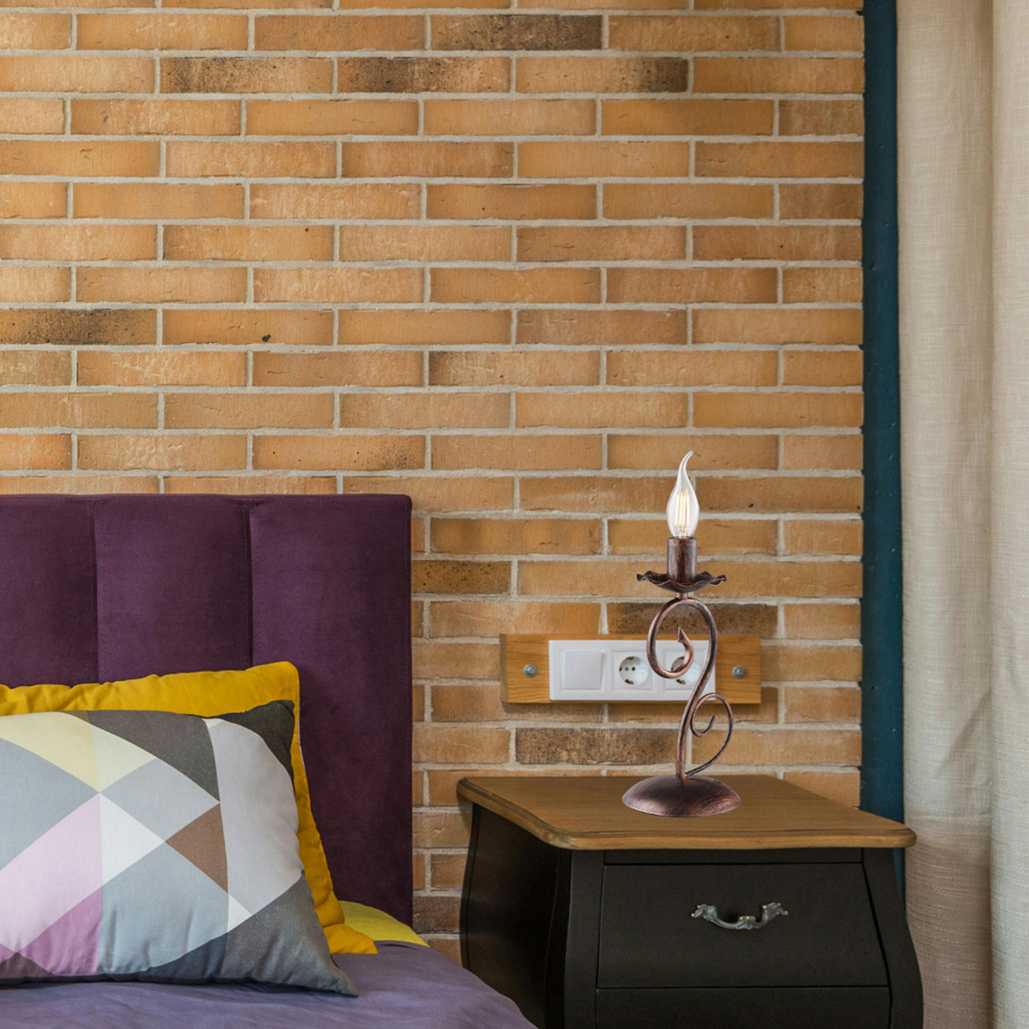 Lumetto Provenzale Alma 1 Luce Ferro Battuto Nero E Rame BL130-LT-NR