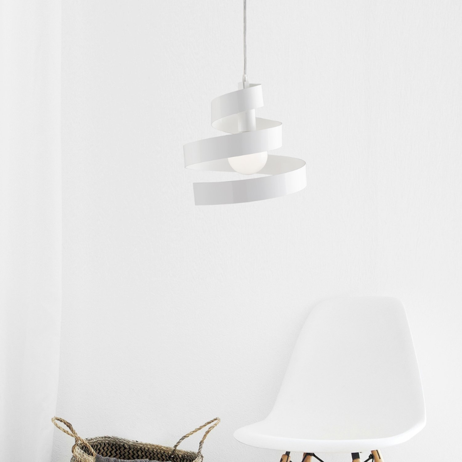Sospensione Moderna Helix 1 Luce In Ferro Laccato Bianco BL141-1-BCO