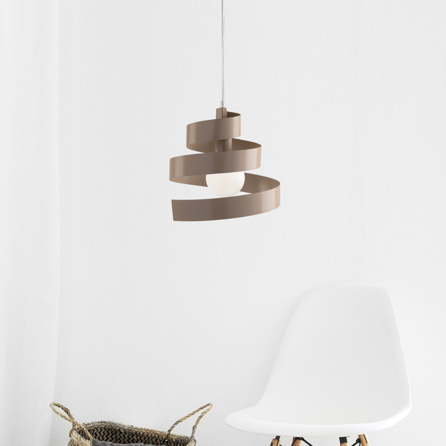 Sospensione Moderna Helix 1 Luce In Ferro Laccato Tortora BL141-1-TO