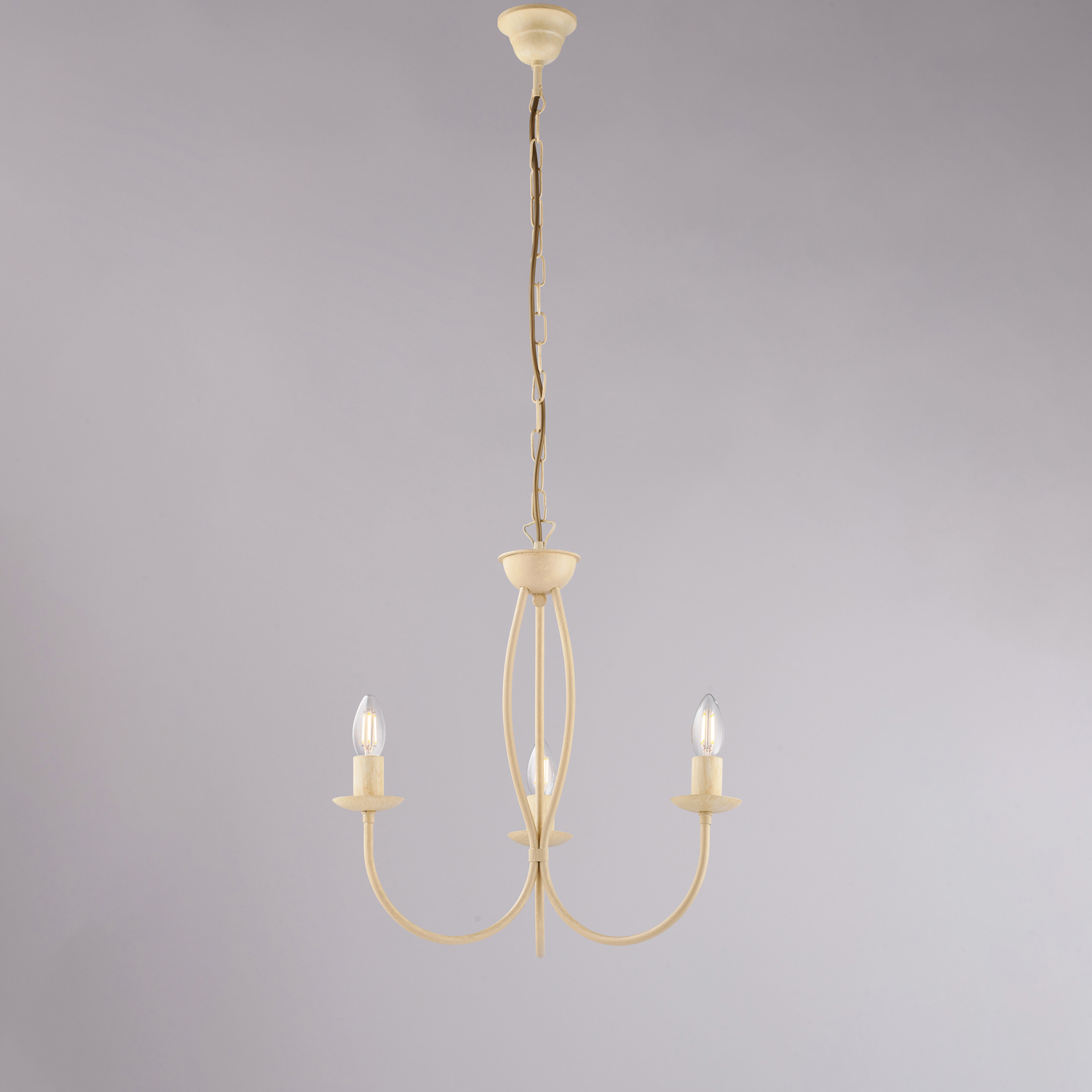 Lampadario Rustico Botte 3 Luci In Ferro Battuto Decapè Avorio BL147-3-AV