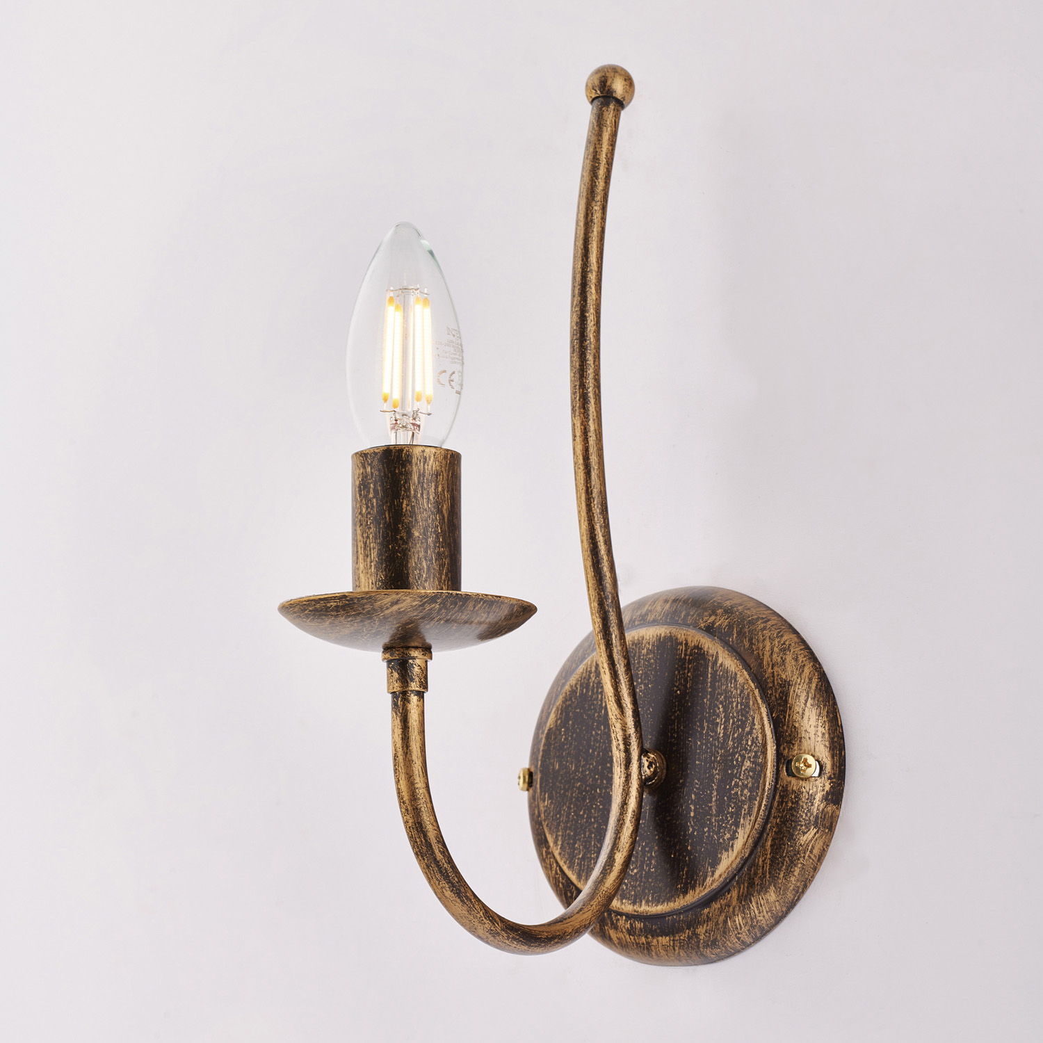 Applique Rustico Botte 1 Luce In Ferro Battuto Marrone E Oro BL147-AP1-BR