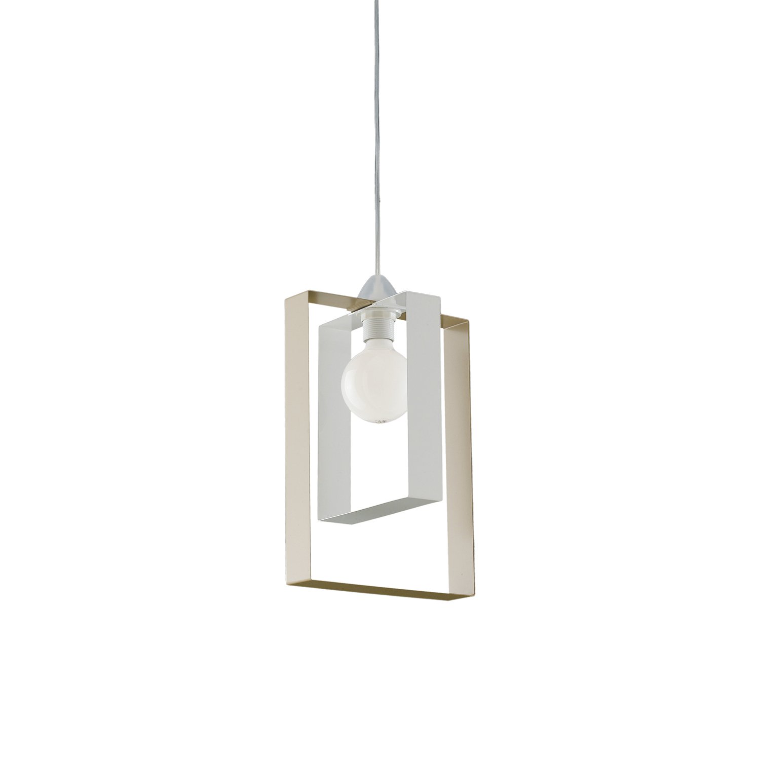 Sospensione Moderna Duplo 1 Luce Ferro Laccato Bianco E Tortora