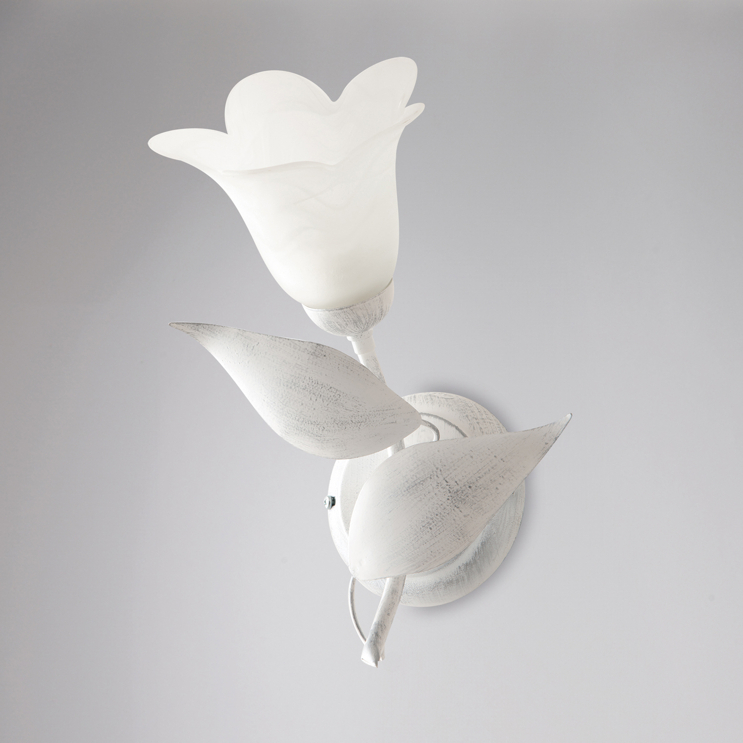 Applique 1 Luce Olga Ferro Battuto E Vetro Bianco E Argento BL155-AP1-BA