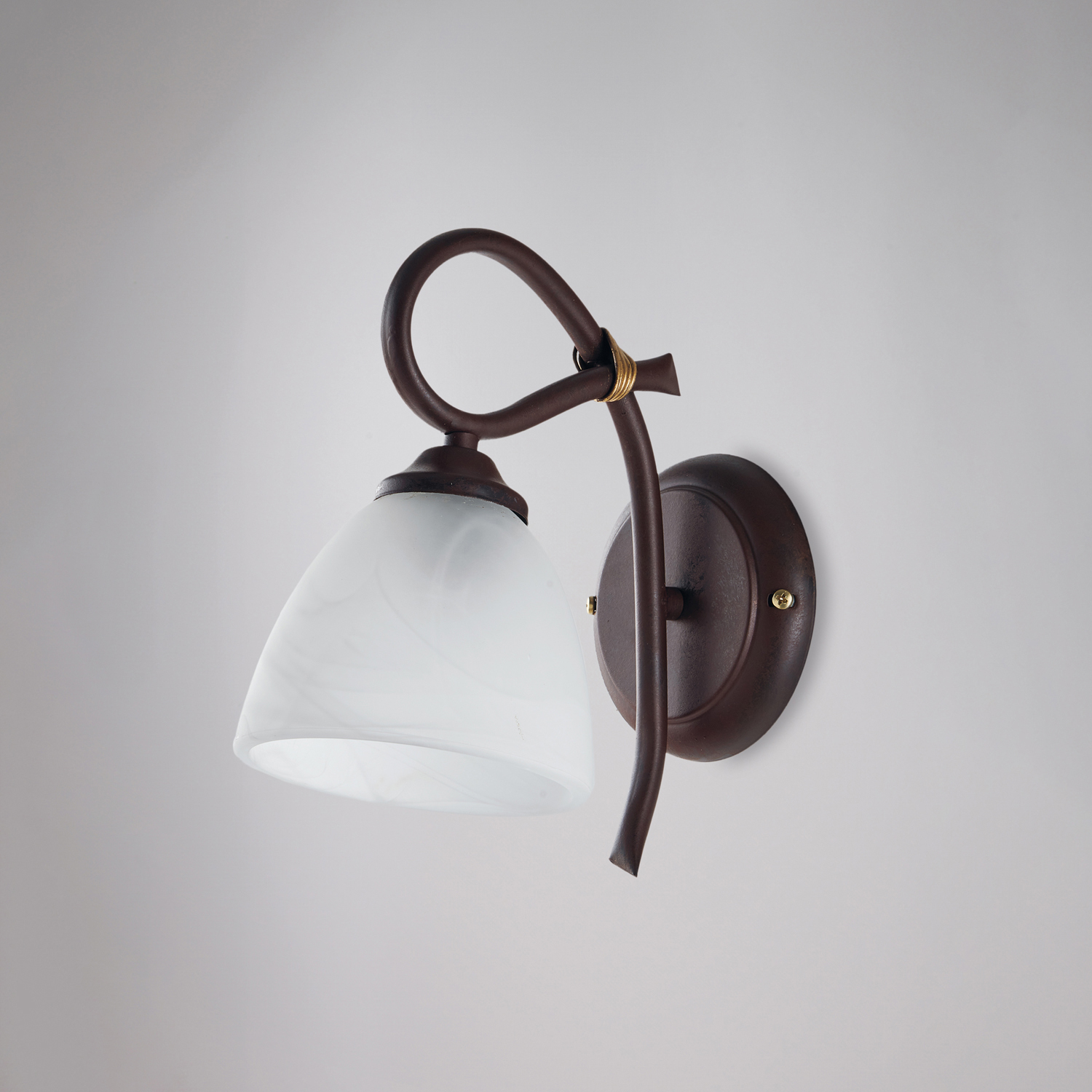 Applique 1 Luce Dallas Ferro Battuto Nero E Ruggine Vetro Bianco BL217-AP1-RG