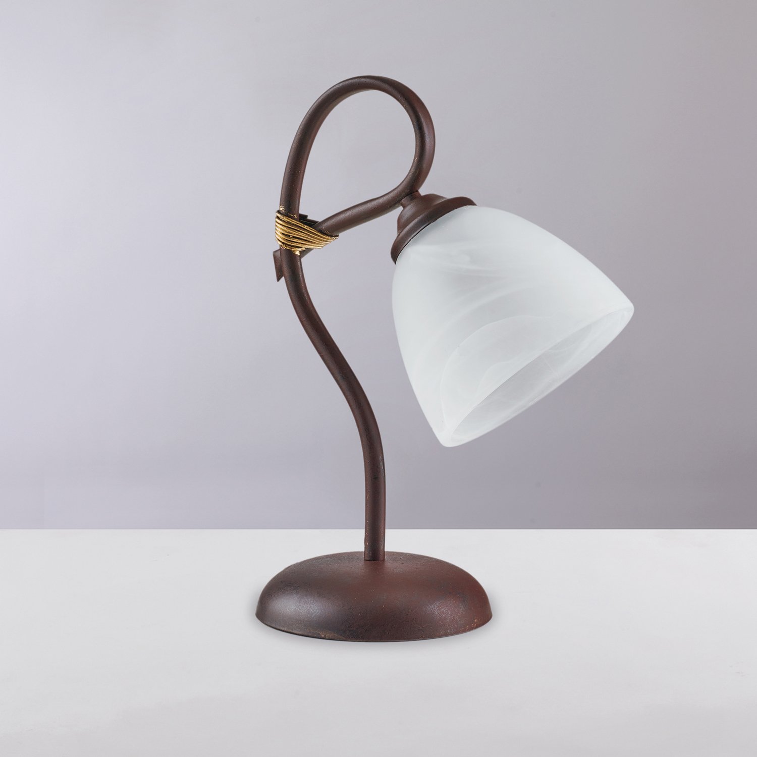 Lumetto 1 Luce Dallas Ferro Battuto Nero E Ruggine Vetro Bianco BL217-LT-RG