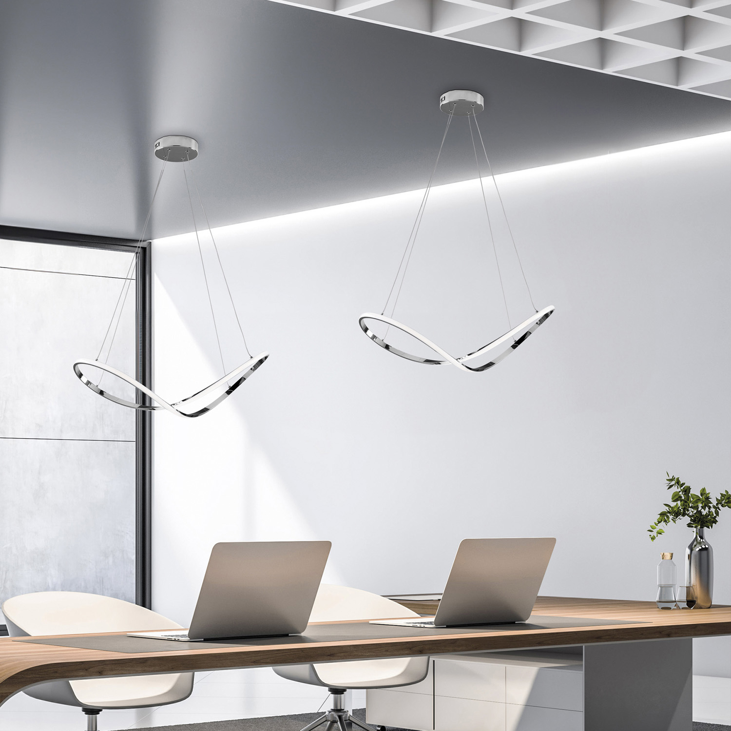 Sospensione Moderna Infinity Luce Led Integrata Metallo E Alluminio Cromo BL239-SCR