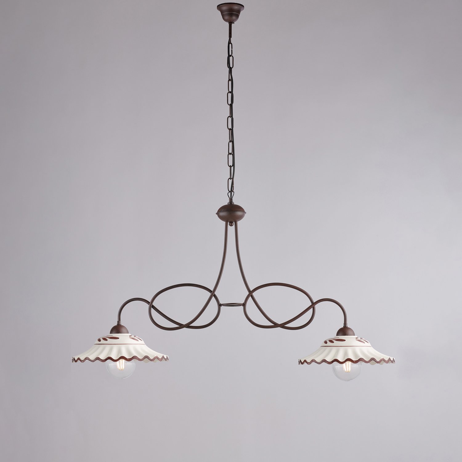 Bilanciere Country Chic Bistrot 2 Luci Ruggine Con Ceramica Vietrese Bilanciere Country Chic Bistrot 2 Luci Ruggine Con Ceramica Vietrese