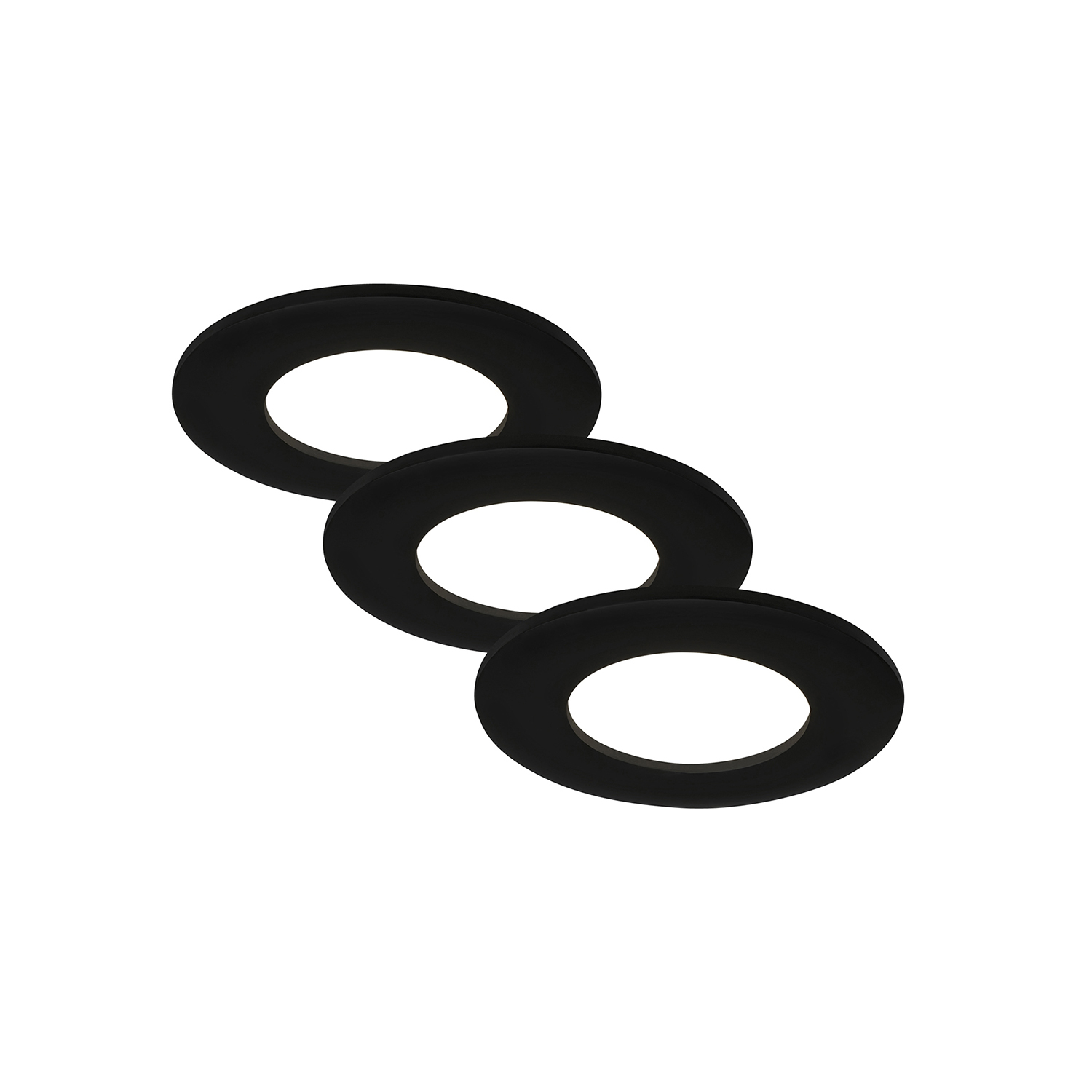 Set 3 Faretti Incasso Moderno Flat In Plastica Nero Opaco Led Integrato 5W 4000K