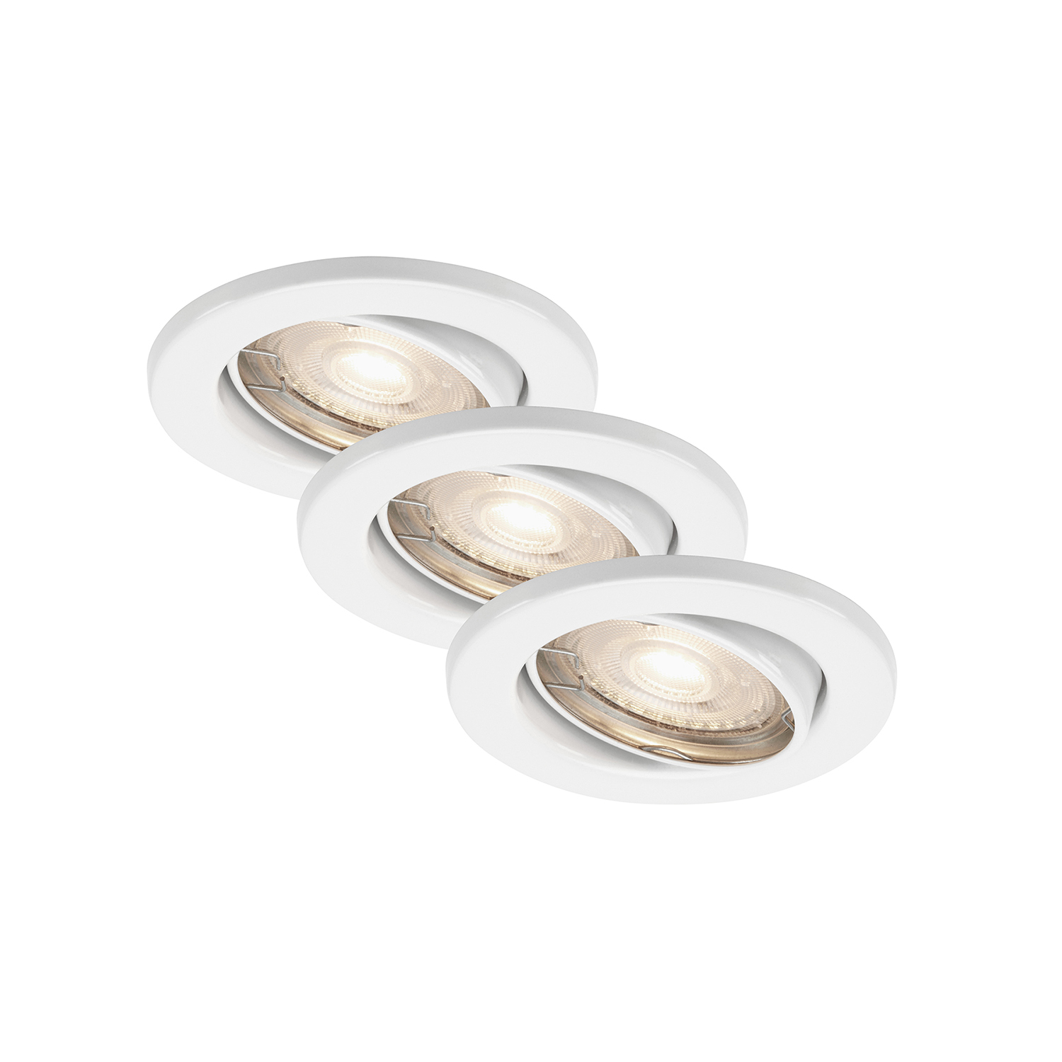 Image of Set 3 Faretti Incasso Sten Metallo Bianco 3 Luci Gu10 3000K