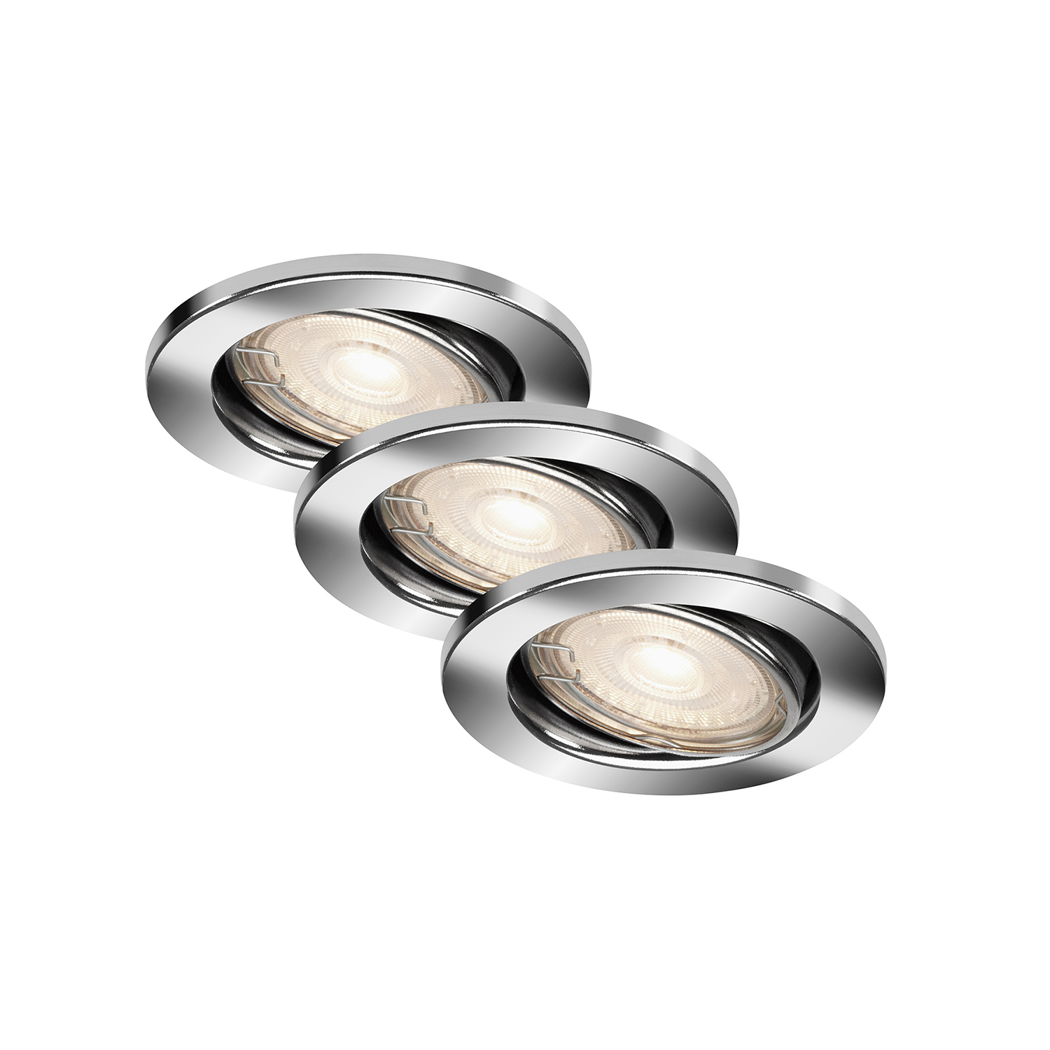 Image of Set 3 Faretti Incasso Sten Metallo Argento 3 Luci Gu10 3000K