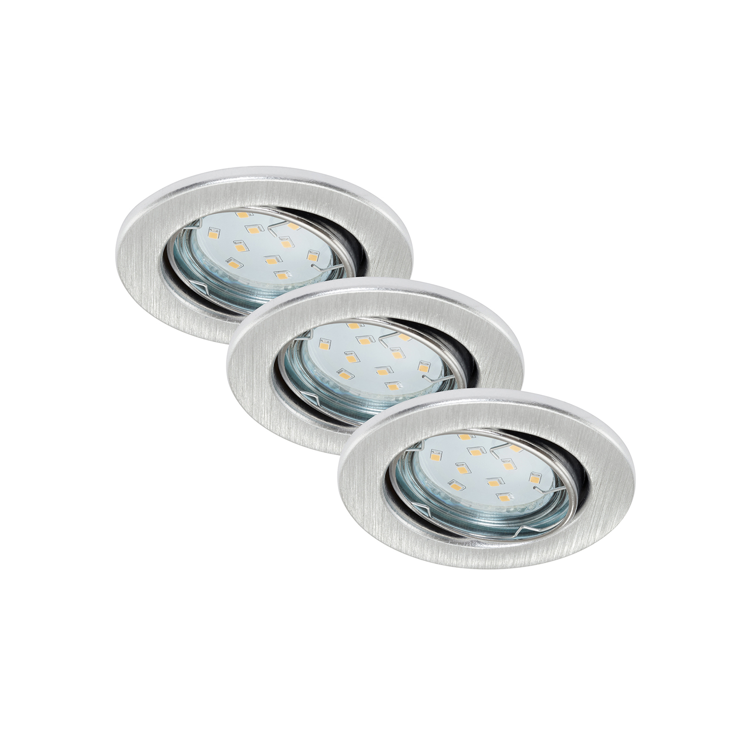 Image of Set 3 Faretti Incasso Moderno Fit Move Metallo Argento 3 Luci Gu10