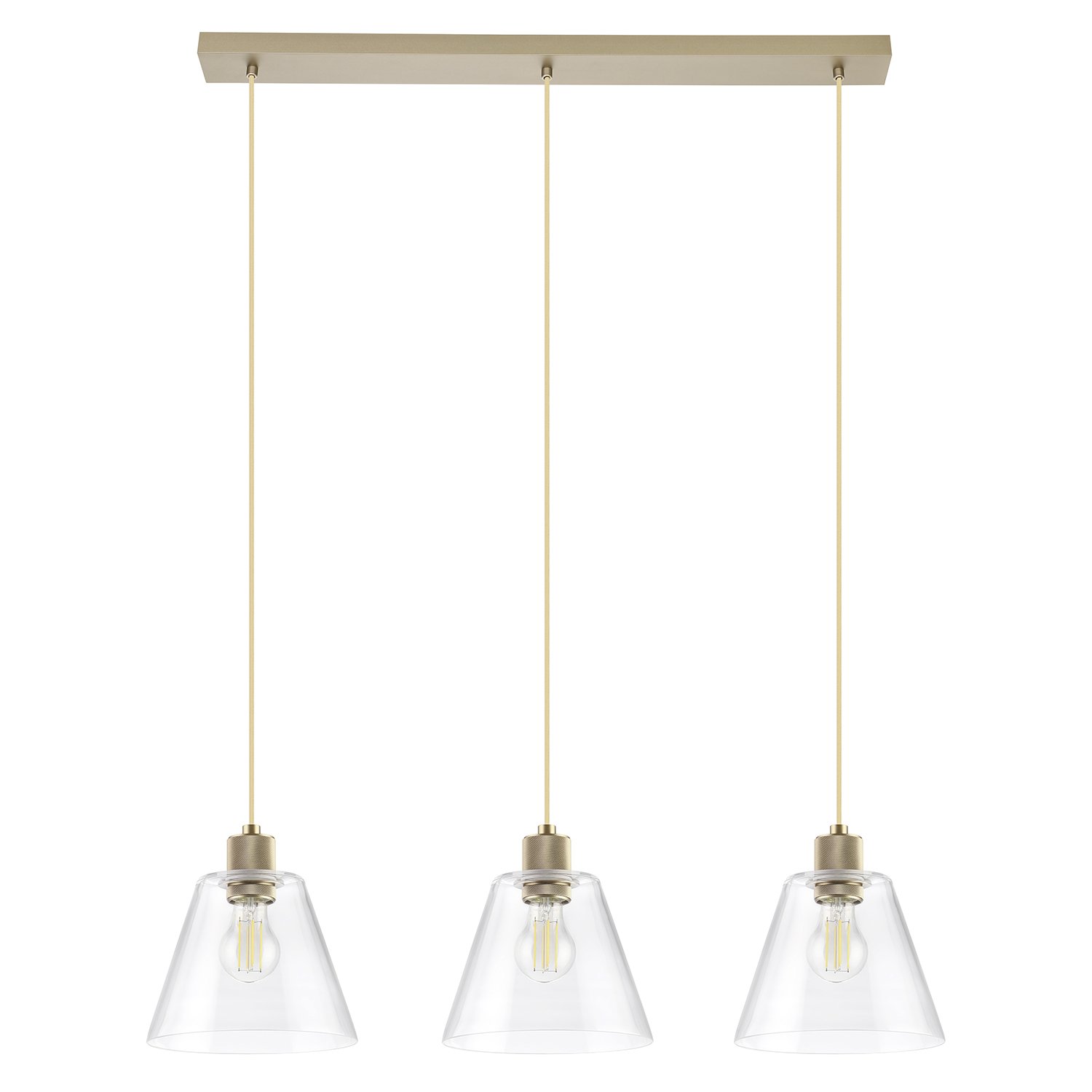 Lampadario A Sospensione Vintage Copley Acciaio Oro Vetro 3 Luci E27 43634