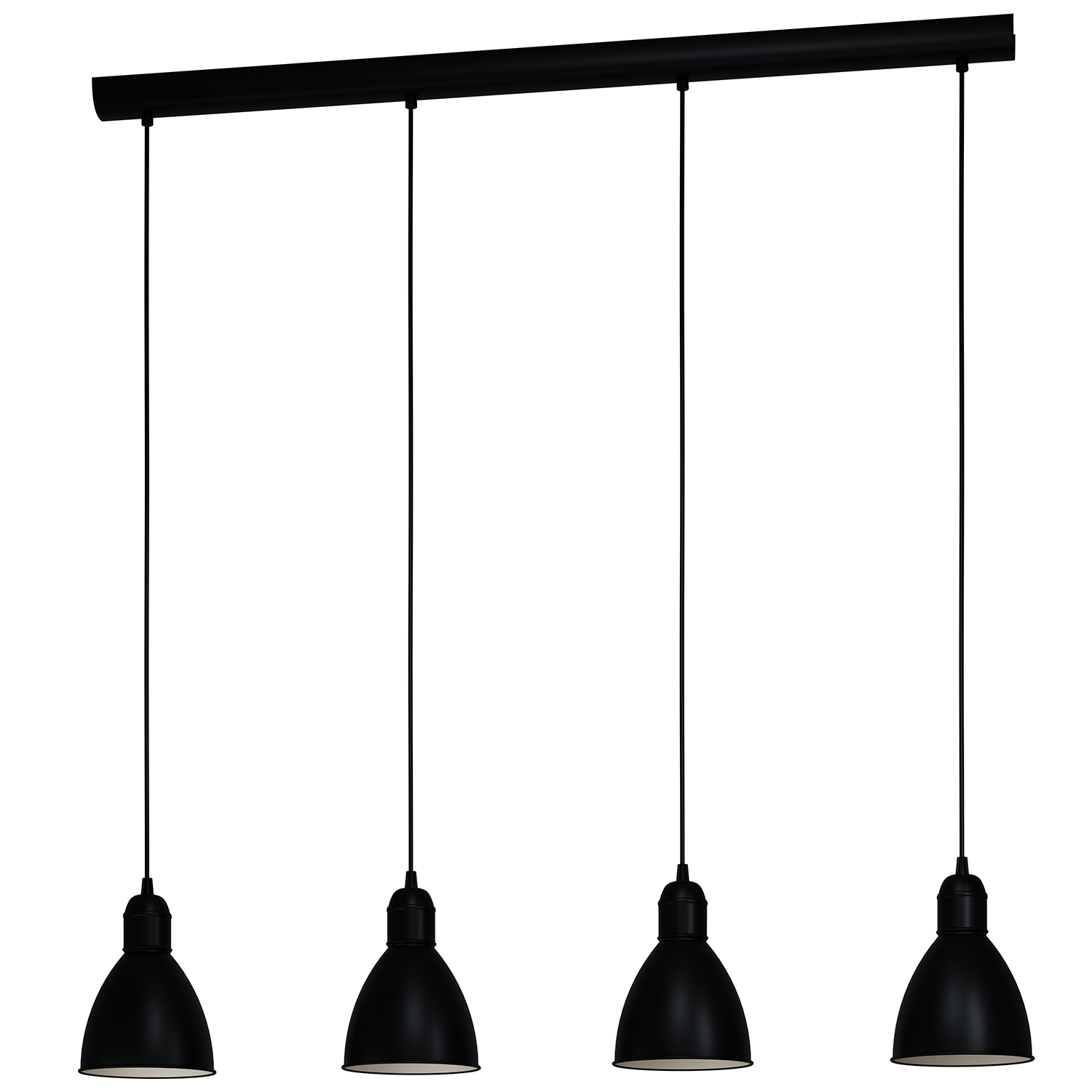 Lampadario A Sospensione Vintage Priddy Acciaio Nero Bianco 4 Luci E27 49466