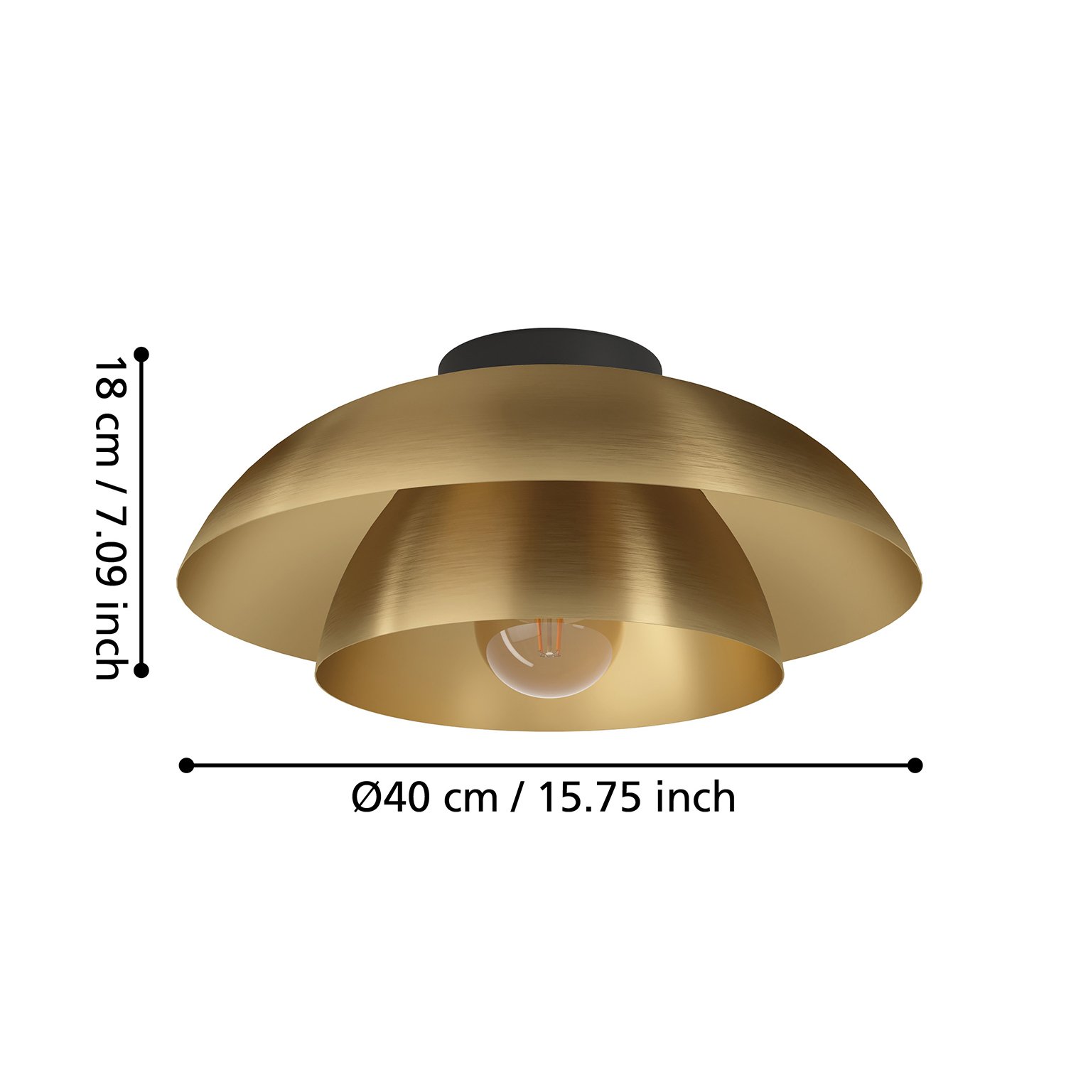 Plafoniera Moderna Cenciara Acciaio Nero 1 Luce E27 900848