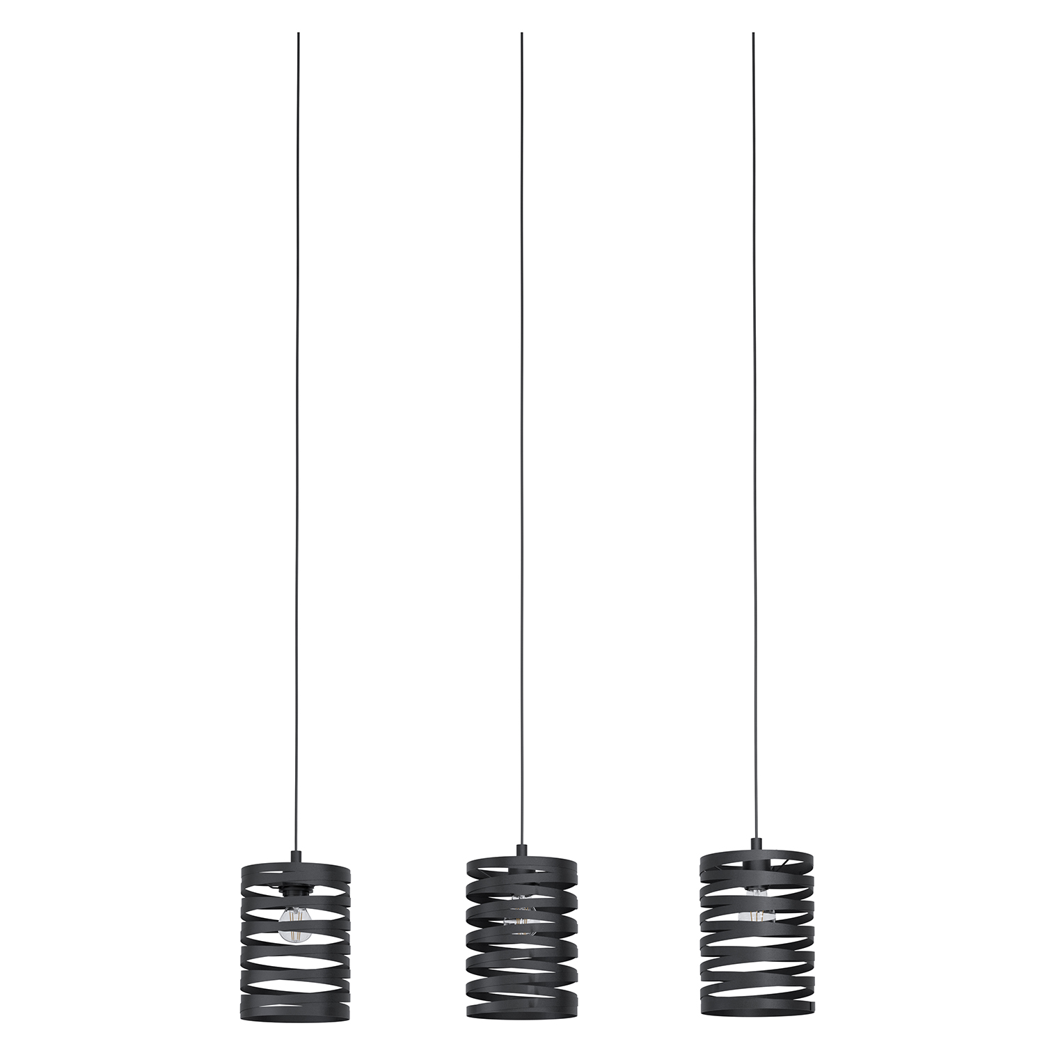 Lampadario A Sospensione Contemporaneo Cremella Acciaio Nero 3 Luci E27 99347