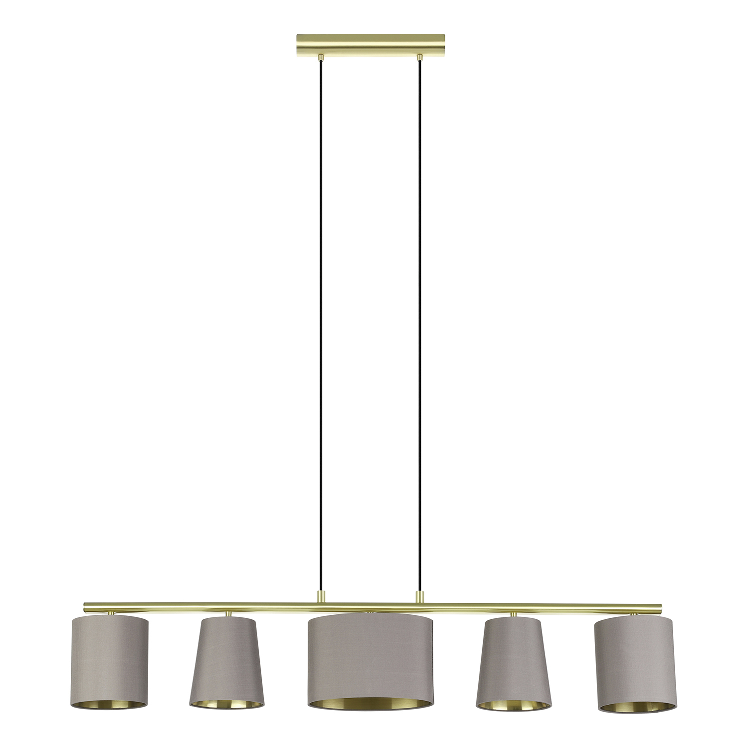 Lampadario A Sospensione Moderno Almeida 2 Acciaio Ottone Cappuccino 5 Luci E14
