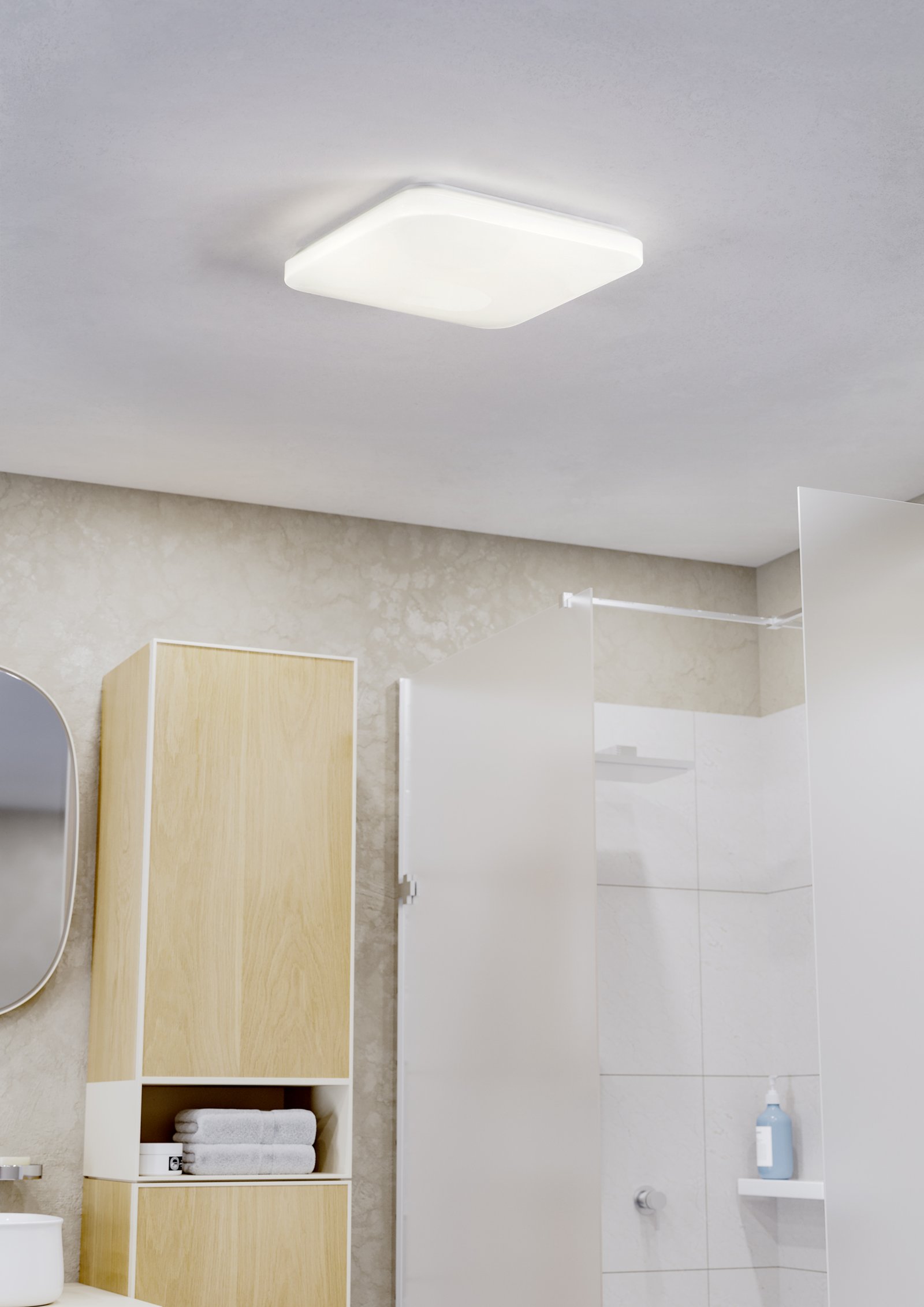 Plafoniera Moderna Frania-Ip Acciaio Bianco Plastica Led 18W 2100Lm Ip44 902076