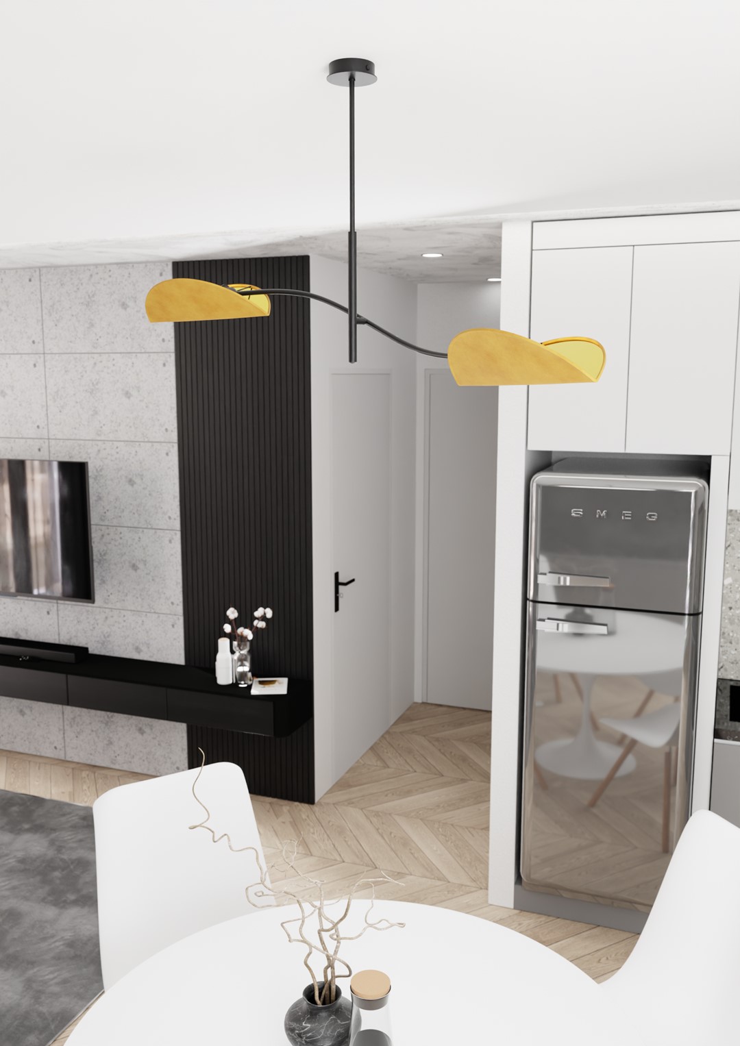 Plafoniera Moderna Ares Acciaio Nero Arancione 2 Luci E14 Ip20 LA0005-EB-PL2-NR-AR