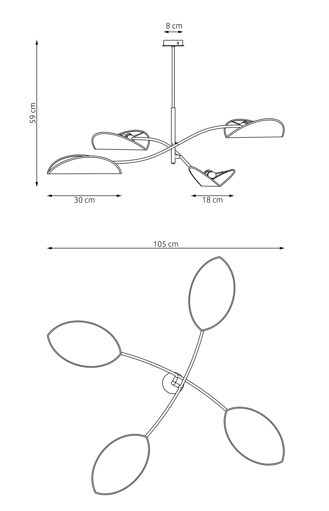 Plafoniera Moderna Ares Acciaio Nero Arancione 4 Luci E14 Ip20 LA0005-EB-PL4-NR-AR