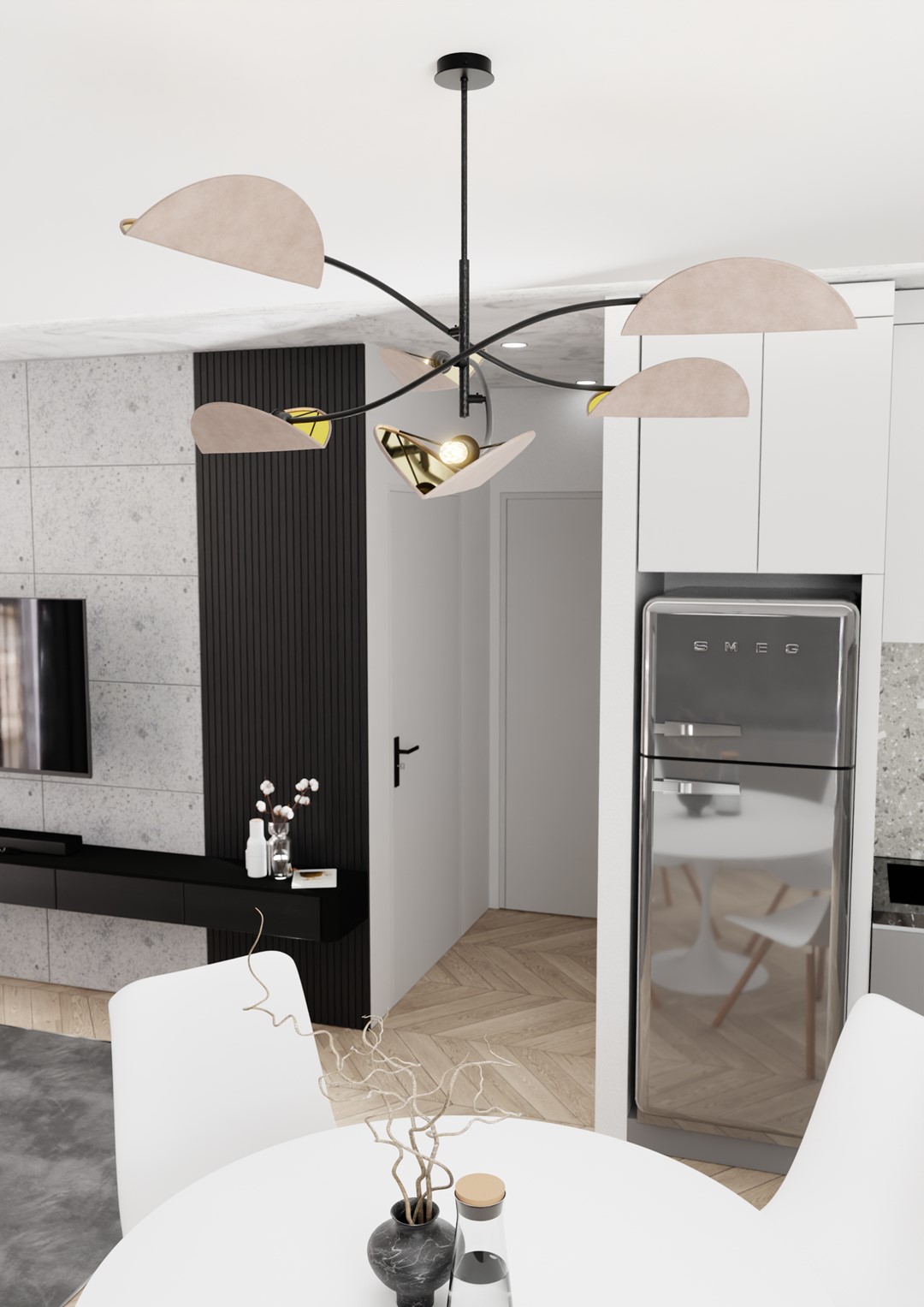 Plafoniera Moderna Ares Acciaio Nero Grigio 6 Luci E14 Ip20 LA0005-EB-PL6-NR-GR