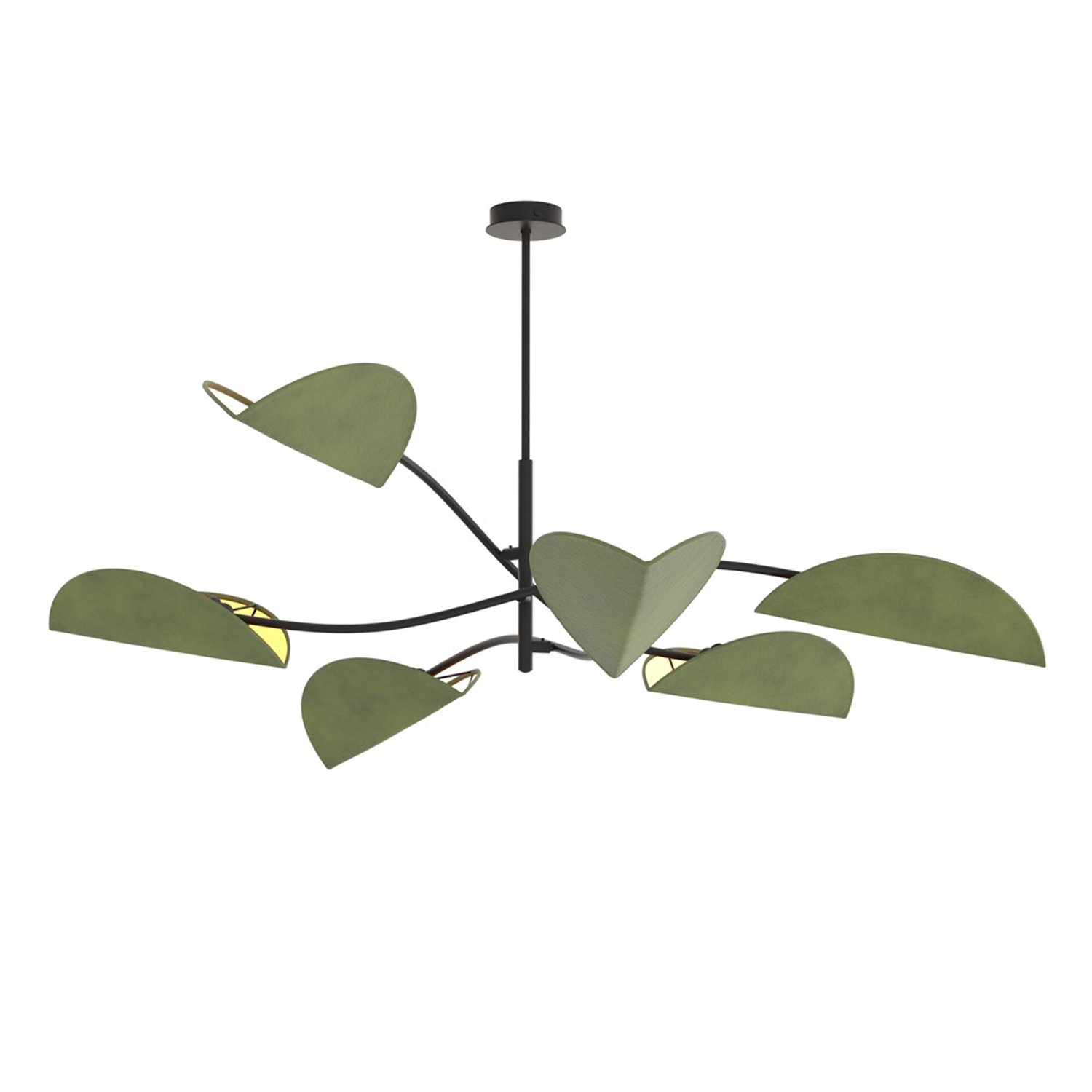 Plafoniera Moderna Ares Acciaio Nero Verde 6 Luci E14 Ip20