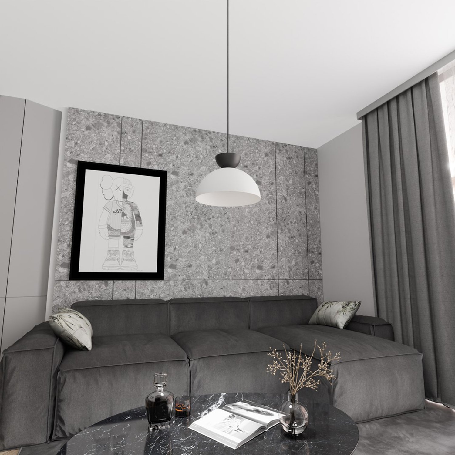 Lampadario Minimal Venus Acciaio Bianco Nero 1 Luce Gx53 1475/1S