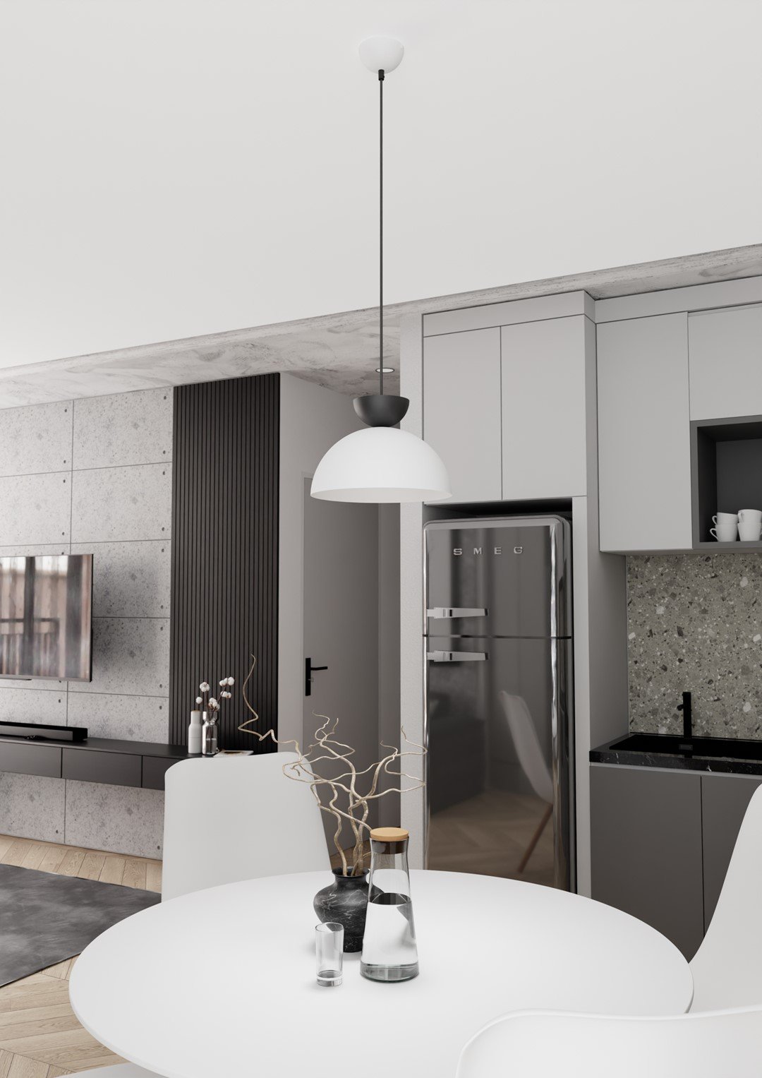 Lampadario Minimal Venus Acciaio Bianco Nero 1 Luce Gx53 1475/1S