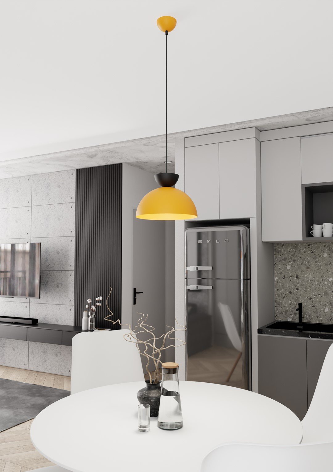 Lampadario Minimal Venus Acciaio Nero Arancione Small 1 Luce Gx53 1474/1S