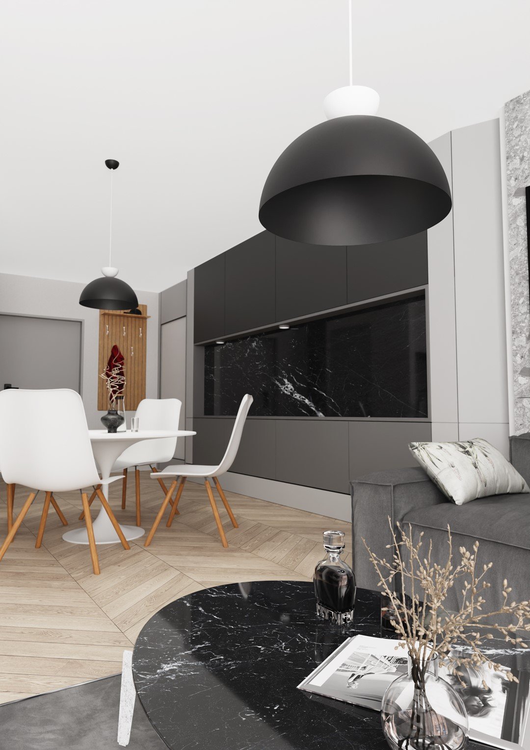 Lampadario Minimal Venus Acciaio Nero Bianco 1 Luce Gx53 1472/1L