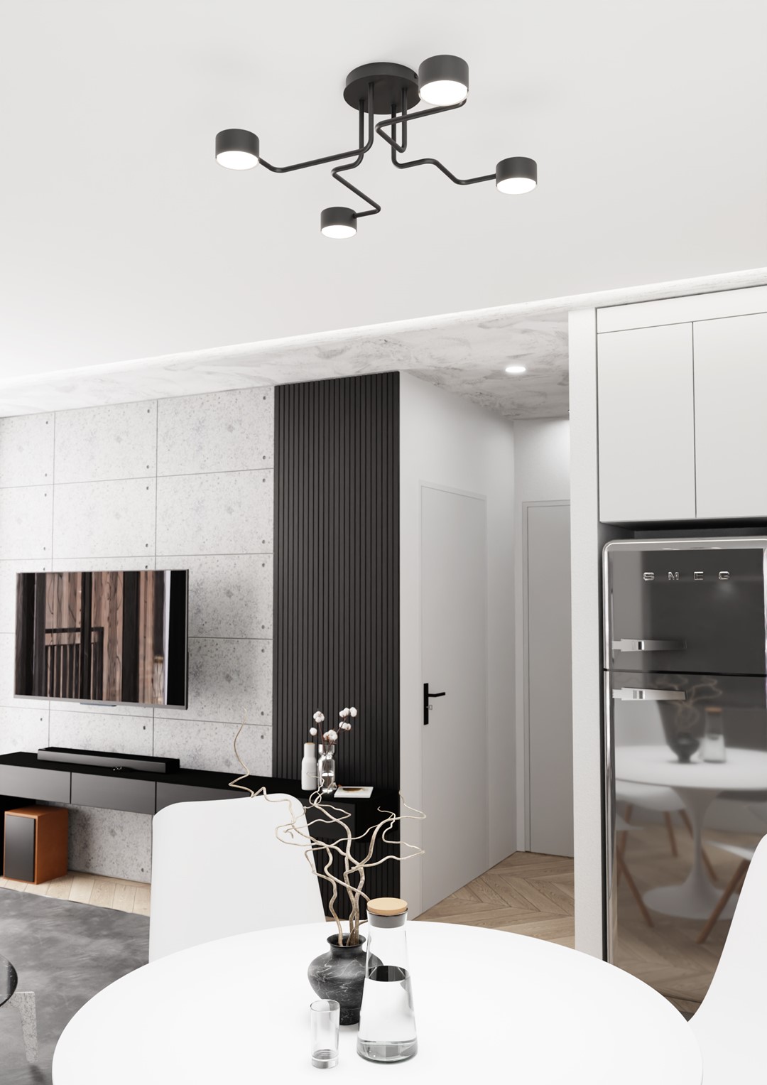 Plafoniera Moderna Ade Acciaio Nero 4 Luci Gx53 Ip20 LA0013-EB-PL4-NR