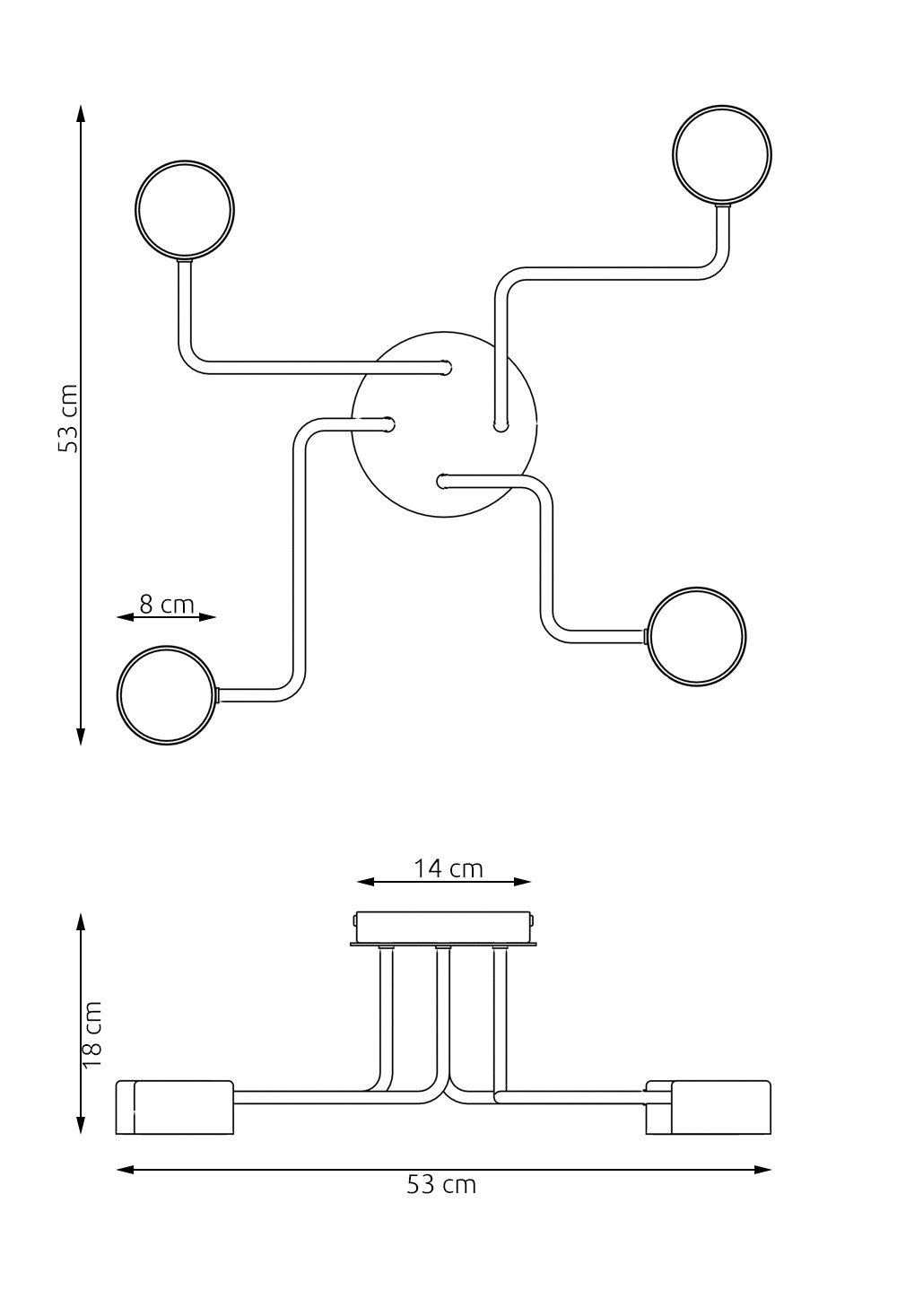 Plafoniera Moderna Ade Acciaio Nero 4 Luci Gx53 Ip20 LA0013-EB-PL4-NR