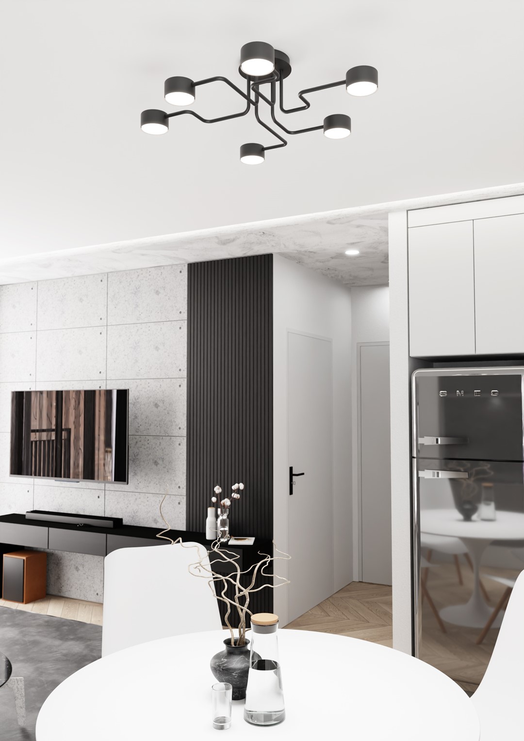 Plafoniera Moderna Ade Acciaio Nero 6 Luci Gx53 Ip20 LA0013-EB-PL6-NR