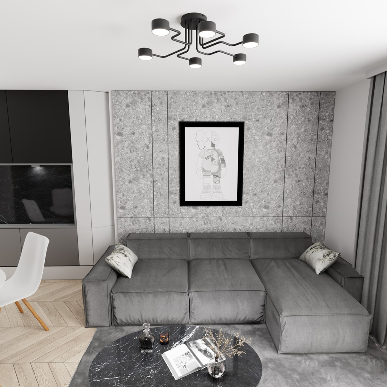 Plafoniera Moderna Ade Acciaio Nero 6 Luci Gx53 Ip20 LA0013-EB-PL6-NR